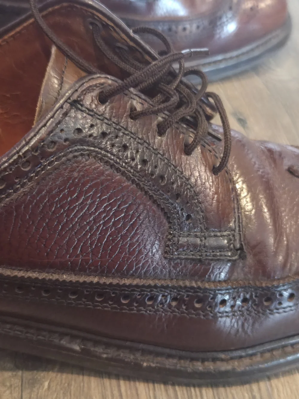 Vintage Florsheim Imperial Kenmoor Brown Pebble Grain Shortwing 7.5 D